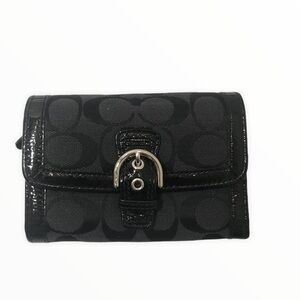 Coach signature c black patent leather y2k soho buckle wallet rare